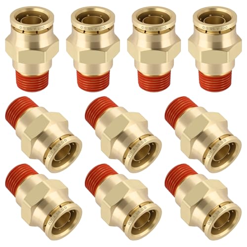 DOT Approved Male Straight Brass Union 5/8" Tube x 3/8" NPT, 10PCS - size: 5/8" OD x 3/8" NPT
