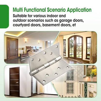 4 Pcs 5 Inch Heavy Duty Door Hinges 5x5 Stainless Steel Ball Bearing - size: 4 Pcs