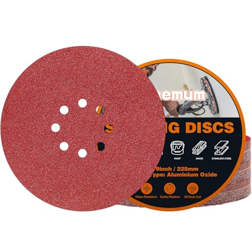 30 PCS 9 Inch Drywall Sanding Discs 60 Grit 8 Hole - color: 8 Hole, size: Grit 60