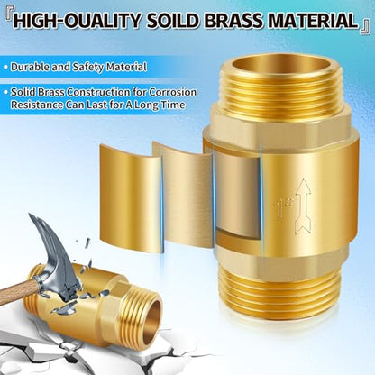 Brass Spring Check Valve 1/2" NPT Male, One Way Backflow Valve - size: 1/2" Male x 1/2" Male(DN15)