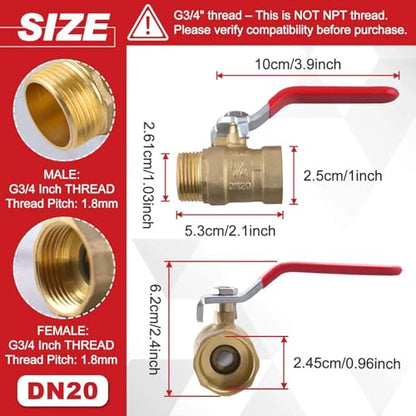 Brass Ball Valve G3/4 Inch Male x Female Thread Pipe Fitting - style: Male x Female-Long Handle