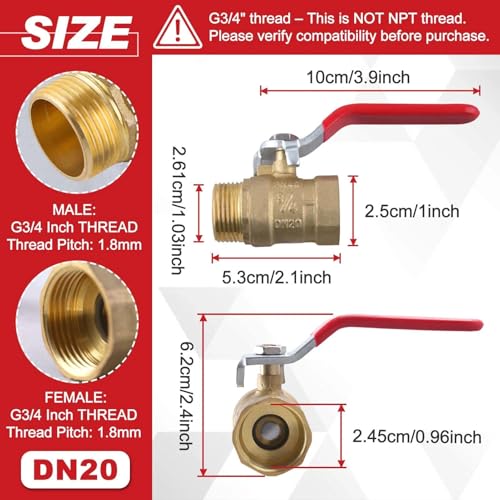Brass Ball Valve G3/4 Inch Male x Female Thread Pipe Fitting - style: Male x Female-Long Handle