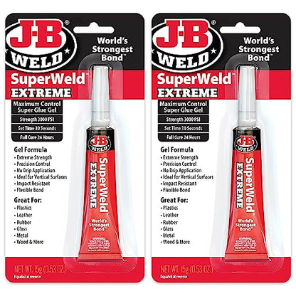 J-B Weld Superglue Gel 15g 2 Pack - SuperWeld Extreme Gel - size: 15g Gel - 2 Pack