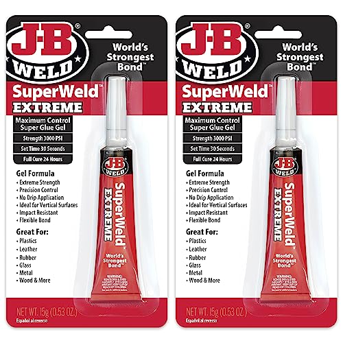 J-B Weld Superglue Gel 15g 2 Pack - SuperWeld Extreme Gel - size: 15g Gel - 2 Pack