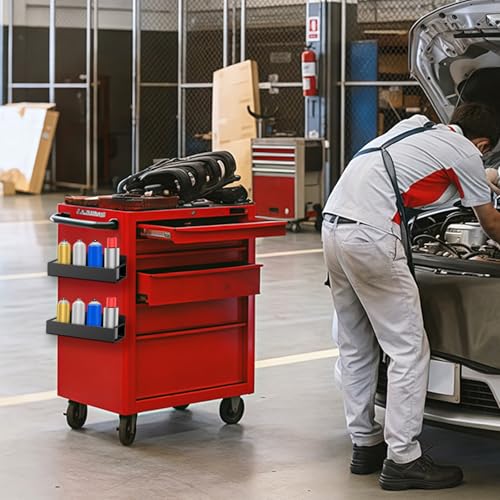 6 Pcs Magnetic Spray Can Holder, Magnet Toolbox Holder, Wall Mounted Spray Bottle Rack, Mechanic Paint Can Organizer, Tool Box Storage Rack for Garage Home Workspace (Black)