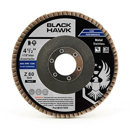 BHA 4-1/2 x 7/8 Zirconia Flap Disc T27 Angle Grinder - 80 Grit - 10 Pack - size: 80 Grit