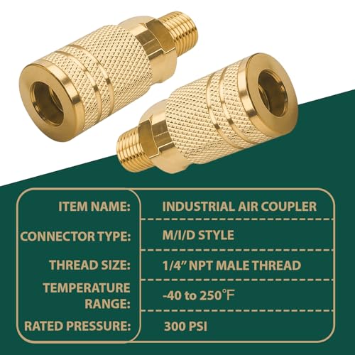 12Pcs 1/4 Inch Air Hose Fittings, 1/4'' NPT Male Industrial Couplers, 1/4-Inch Air Line Quick Connect Fittings, Air Tool Fittings for Air Compressor Hose Repair Accessories - style: 1/4" NPT Male