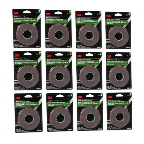 3M Super Strength Molding Tape 3614, 1/2 in x 15 ft, 12 Rolls - size: 12 Pack