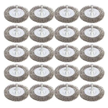 FPPO 20PCS 3 Inch Stainless Steel Wire Wheel Brushes Kit for Drill with 1/4-Inch Shank,Wire Wheels for Power-Operated Grinders