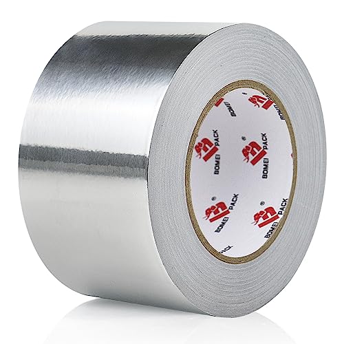 BOMEI PACK Aluminum Foil Tape,Heavy Duty Metal Duct Tape,High Temperature Silver Tape,Perfect for Sealing & Patching,HVAC,Air Ducts,Insulation and Metal Repair (3 Inch) - size: 3 Inch x 55 yards