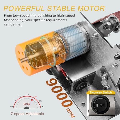 Mini Belt Sander 7 Adjustable Speed -15 Degree Professional Electric