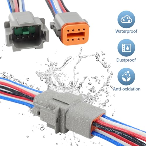 6 Kit Deutsch DT 8 pin Grey Male Female Wiring Harness - color: Grey 8Pin, size: 6Set