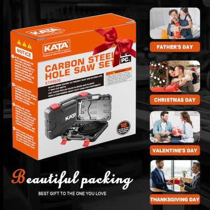 KATA 25 Piece Hole Saw Kit with 3/4"-6" for Wood, Drywall, PVC and Plastic - color: 25PC-Black Hole Saw Kit