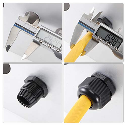 uxcell M25 Cable Gland 2 Holes Waterproof IP68 Nylon Joint Adjustable Locknut for 6.4-8.7mm Dia Wire - size: M25