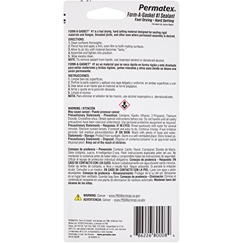 Permatex 80008 Form-A-Gasket #1 Sealant, 3 oz. - size: 3 Fl Oz. (Pack of 1), style: Form-A-Gasket #1