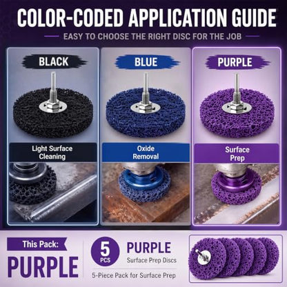 5 Pcs Paint Stripping Disc Drill Attachment 4" x 1/2", Purple - color: Purple