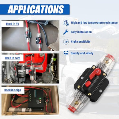 BOJACK 20A Audio Inline Circuit Breaker Reset Fuse Holder 12-24V DC - size: 20A