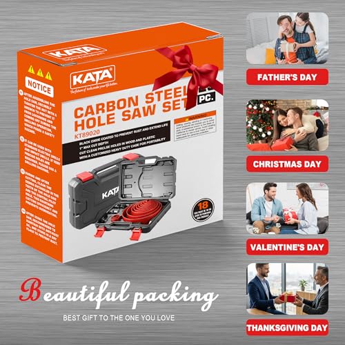 KATA 25 PCS Hole Saw Kit with 3/4"-6" for Soft Wood, Drywall, Plastic, Red - color: 25PC-Red Hole Saw Kit