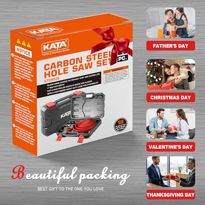 KATA 25 PCS Hole Saw Kit with 3/4"-6" for Soft Wood, Drywall, Plastic, Red - color: 25PC-Red Hole Saw Kit