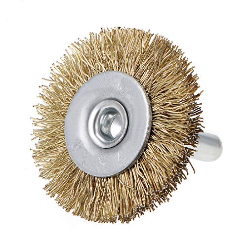 uxcell 1-1/2Inch Wire Wheel Brush Bench 1/4-Inch Shank Crimped Steel 10 Pcs - size: 1 1/2Inch