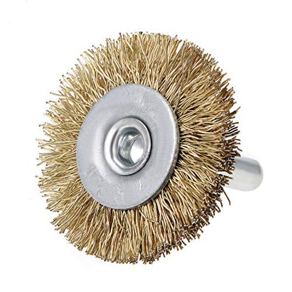 uxcell 1-1/2Inch Wire Wheel Brush Bench 1/4-Inch Shank Crimped Steel 10 Pcs - size: 1 1/2Inch