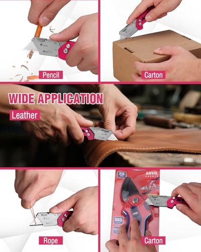WORKPRO Box Cutter, Utility Knife, Pink - color: Rose Pink