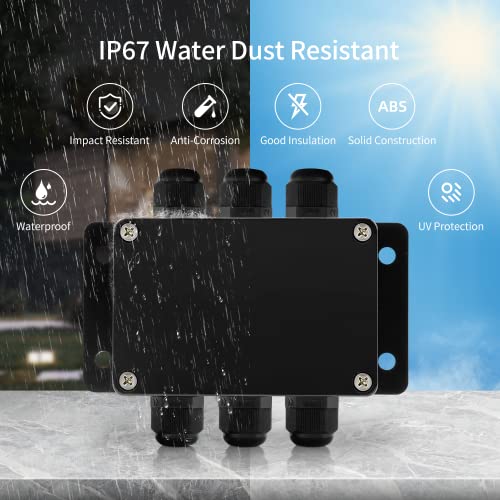 ABS IP67 Waterproof Dustproof Electrical Junction Box, with 15A 600V Barrier Terminal Cable Connector, 3 in/3 Out Power Junction Box（3.93 * 2.67 * 1.96in） - size: 3T3 3.93" x 2.67" x 1.96"