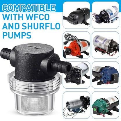 2 Pieces Water Pump Strainer 3/8 ID Hose Barb with Mesh Filter Screen