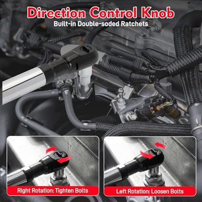 Offset Extension Wrench for Tight Spaces, 2 in 1 1/2'' Drive Offset Wrench, Offset Extension Wrench Impact for Electric Drill/Ratchet/Impact Wrench - with 10 Hex Socket - color: Wrench+adapter+hex Socket