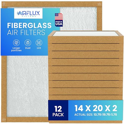 Fiberglass Air Filter -14x20x2Air Filter 12 Pack - Non Pleated 14"x20"x2", AC Filters for Home, Fiberglass, HVAC filters, Heater, Furnace Catcher for Dust - 1 YEAR SUPPLY - style: 14"x20"x2"
