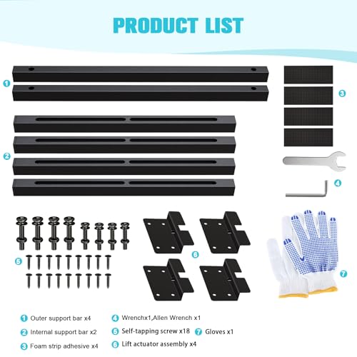 71-100cm Undermount Sink Brackets Kit, Adjustable Carbon Steel Supports - color: Black