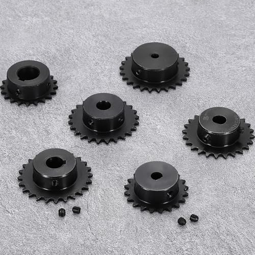 uxcell #25 Chain Roller Sprocket 10mm Bore 47.5mm OD, 22 Tooth C45 Carbon Steel ANSI #25 Roller Sprocket Round Hole with Set Screws for ISO 04C Chain, Black - size: 10mm Bore 47.5mm OD, 22 Tooth