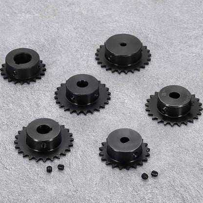uxcell #25 Chain Roller Sprocket 10mm Bore 47.5mm OD, 22 Tooth C45 Carbon Steel ANSI #25 Roller Sprocket Round Hole with Set Screws for ISO 04C Chain, Black - size: 10mm Bore 47.5mm OD, 22 Tooth