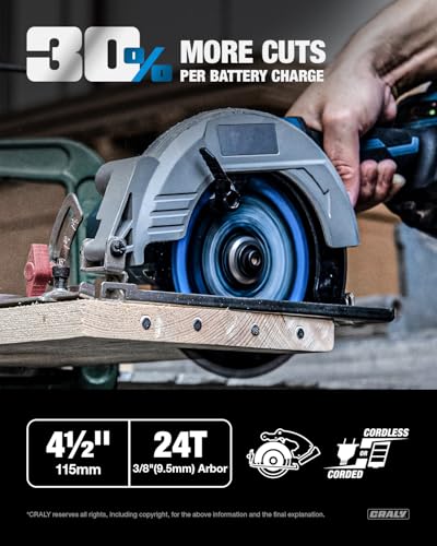 CRALY 4-1/2 Inch 24&36 Teeth Wood Cutting Framing/Fine Finish Circular Saw Blade, 3/8 Inch Arbor, Carbide Tipped, Thin Kerf, Black Ice™, for Plywood, MDF, OSB, Laminated, 2-Pack(C042436-2) - size: 4-1/2 inch, 3/8 inch arbor, 24&36T