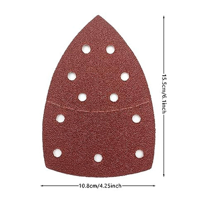 50 PCS Mouse Detail Sander Sandpaper, 60 Grit Palm Sander Sandpaper 11 Holes Hook and Loop Sander Pads Triangular Sanding Sheets Abrasive Sanding Paper for Mouse Sander - size: 60 Grit