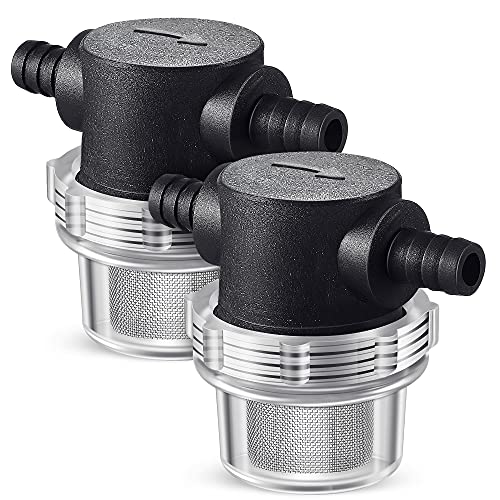 2 Pieces Water Pump Strainer 3/8 ID Hose Barb with Mesh Filter Screen