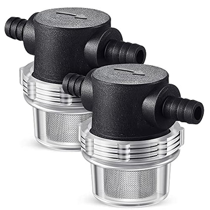 2 Pieces Water Pump Strainer 3/8 ID Hose Barb with Mesh Filter Screen