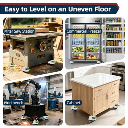 Leveling Casters with Ratchet Handle, Adjustable Casters Load 2200 Lbs