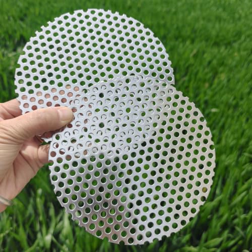 2pcs 7.9'' Round Perforated Stainless Steel Sheet, 0.2" Aperture (About 1/5",5mm), 19 Gauge 304 Stainless Steel Mesh Panel, Flue Ventilation, Filtration, Speaker Grille - color: 2pcs 7.9'' Round
