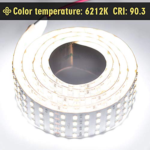 2835 White High CRI 90 LED Strip Light - Bright Color Quad Row Flexible LED Tape Lights 24V- IP20-3,530 lm/m for LED Industrial and Photographic Lighting (1m/3.28' Daylight White) - size: 1m/3.28' Daylight White