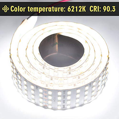 2835 White High CRI 90 LED Strip Light - Bright Color Quad Row Flexible LED Tape Lights 24V- IP20-3,530 lm/m for LED Industrial and Photographic Lighting (1m/3.28' Daylight White) - size: 1m/3.28' Daylight White