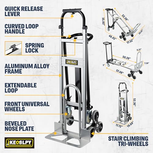 3 in 1 Industrial Convertible Hand Truck Dolly 1000 LBS Capacity