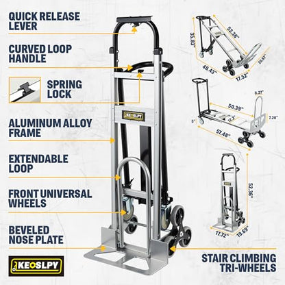 3 in 1 Industrial Convertible Hand Truck Dolly 1000 LBS Capacity