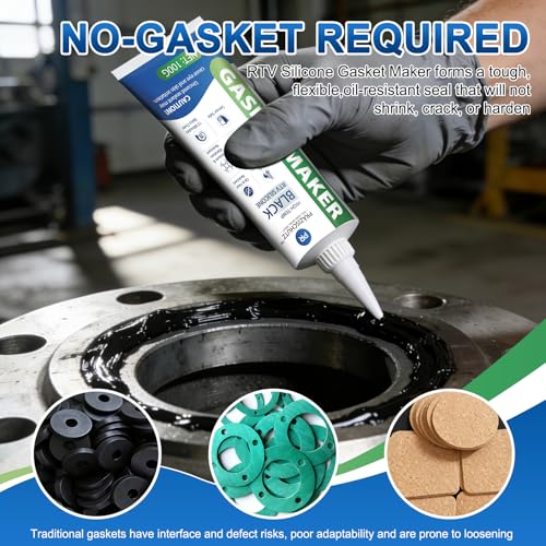 High Temperature Black Gasket Maker, Sealed Oil Resistant Waterproof RTV Silicone Sealant for Automotive, Marine, and Industrial 100g/3.5oz