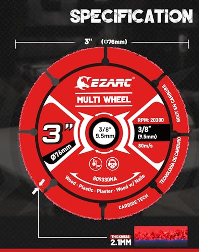 EZARC 3 Inch Carbide Cut Off Wheels for Wood, Nails, Plaster, 2-Pack - style: 3 Inch