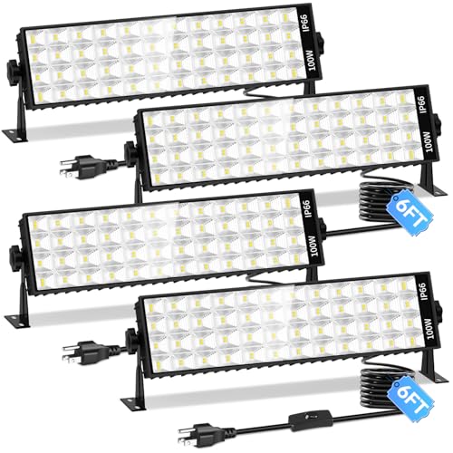 11000LM Shop Light Plug in with Switch, IP66 Bay Light for Garage Workbench - size: 4 Pack