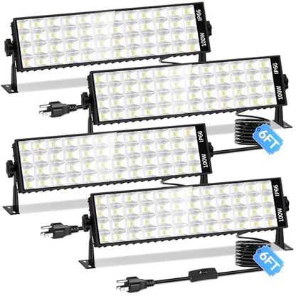11000LM Shop Light Plug in with Switch, IP66 Bay Light for Garage Workbench - size: 4 Pack