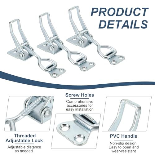 HARFINGTON 2pcs Adjustable Toggle Clamp M6 x 32mm 396lbs Holding Capacity 4002 Style Quick Release Pull Latches Clamps Hasp for Smoker Lid Jig Tool Box Case, Silver - color: Silver, size: M6 x 32mm + 396lbs