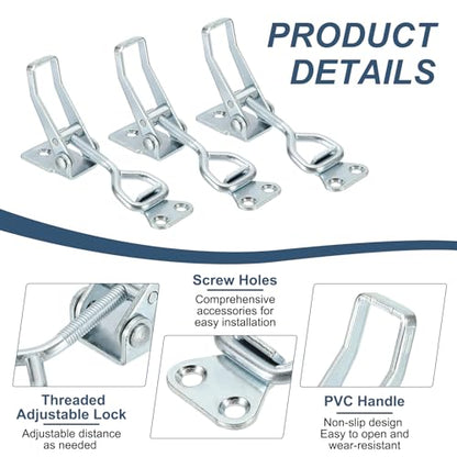 HARFINGTON 2pcs Adjustable Toggle Clamp M6 x 32mm 396lbs Holding Capacity 4002 Style Quick Release Pull Latches Clamps Hasp for Smoker Lid Jig Tool Box Case, Silver - color: Silver, size: M6 x 32mm + 396lbs