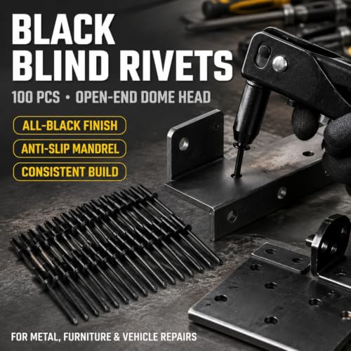 Antrader 1/8" x 1/4" Stainless Steel Blind Pop Rivets,Black,100Pcs - color: All Black, size: 1/8" x 1/4"